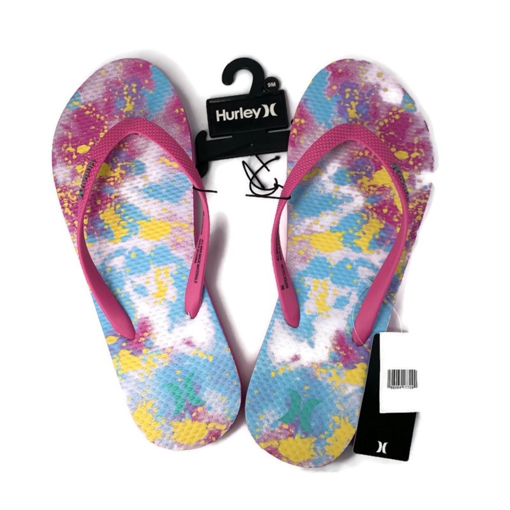 Hurley Flip Flops Women’s Size 9 Water Cooler 80’s Tie Dye Vibe